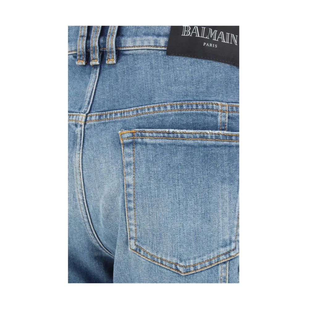 Balmain Vintage Biker Jeans met ritsdetails Blue Heren