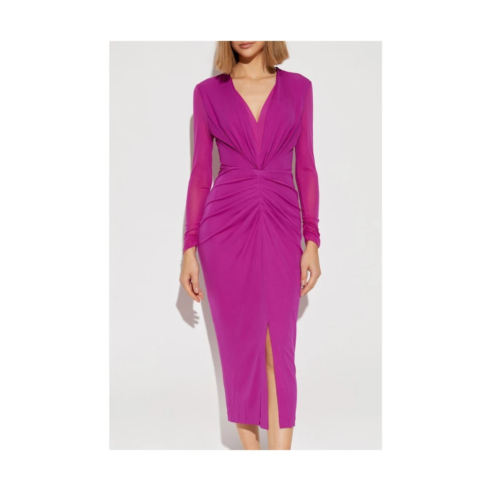 Diane Von Furstenberg Orchidee Paarse V-Hals Jurk met Voorspleet Purple Dames