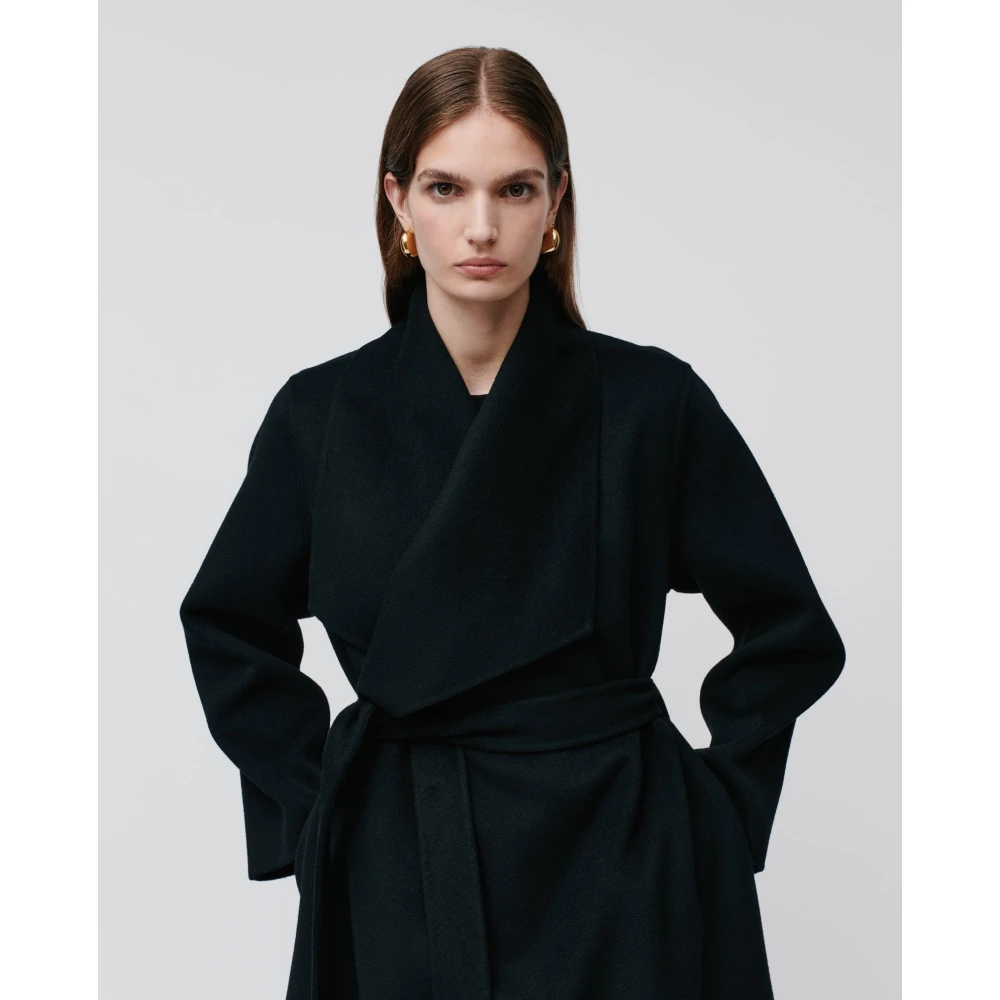 IVY OAK Minimalistische wollen jas met reverskraag Black Dames