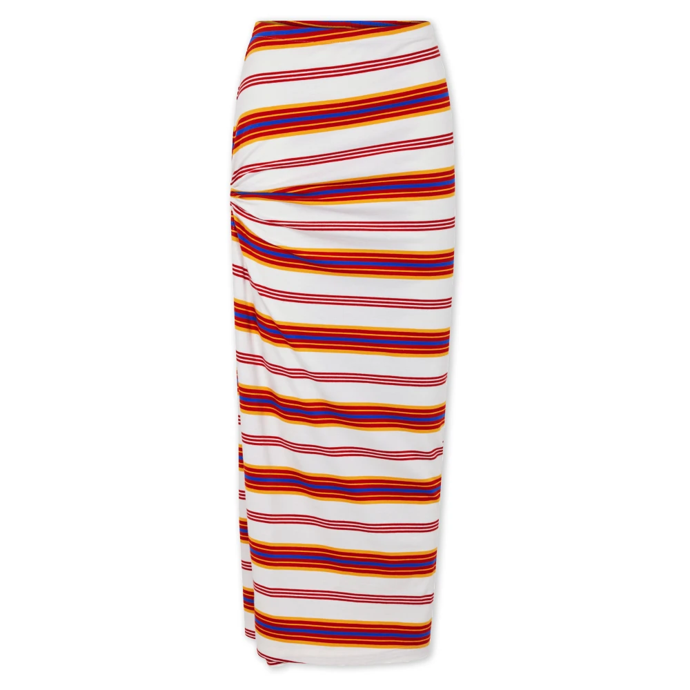 Rabanne Women's Multicolor Midi Skirts, Xs, Striped Jersey Draped Long Skirt