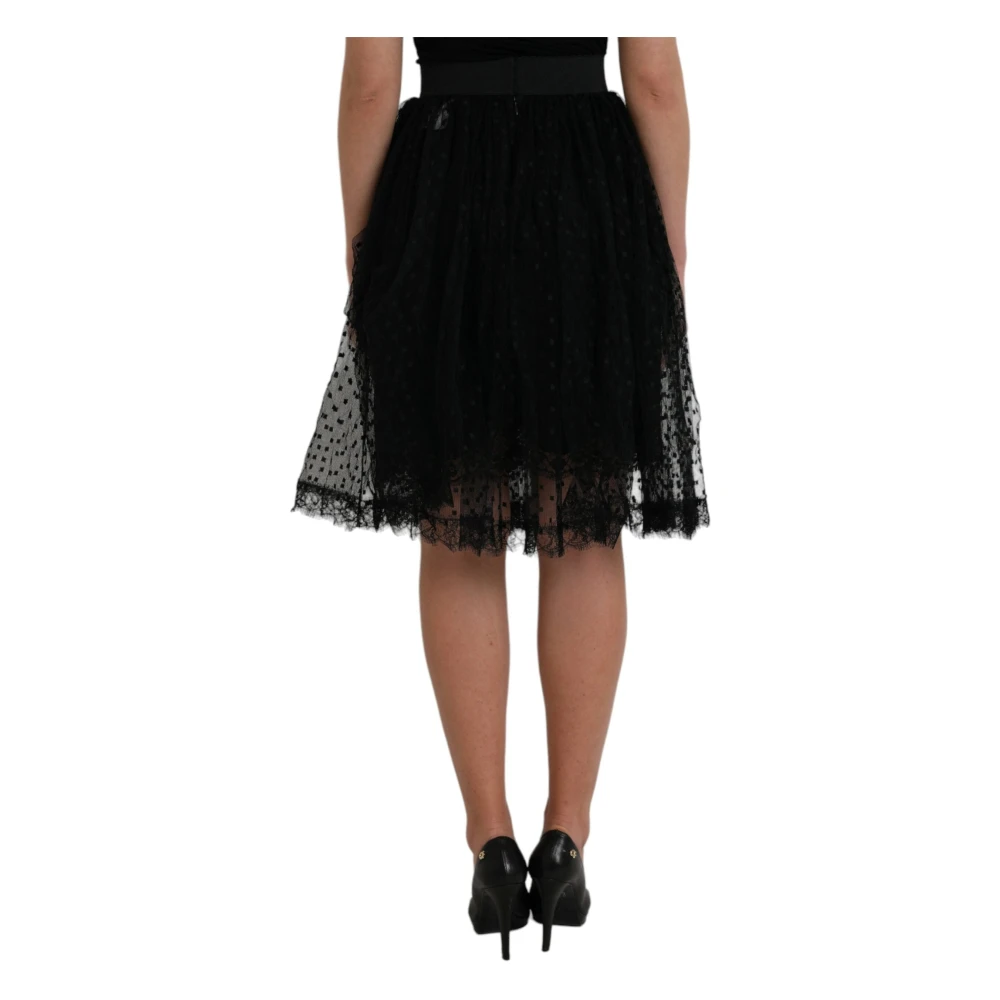 Dolce & Gabbana Zwarte Kant A-lijn Rok Black Dames