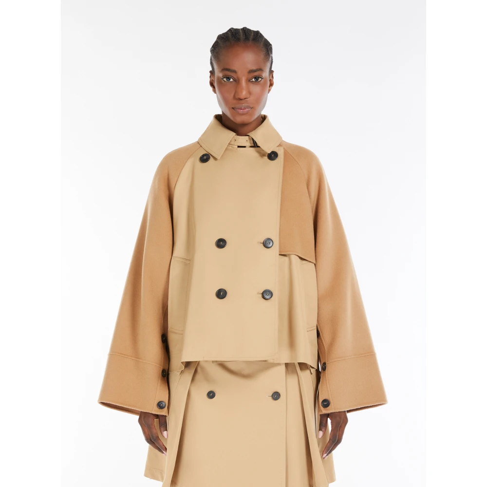 Max Mara Weekend Dubbelrijige trenchcoat in waterafstotende gabardine Beige Dames