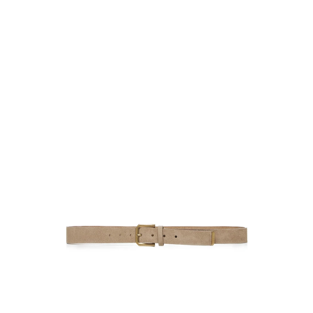BRUNELLO CUCINELLI Beige Suède Riem met Vierkante Gesp Beige Heren