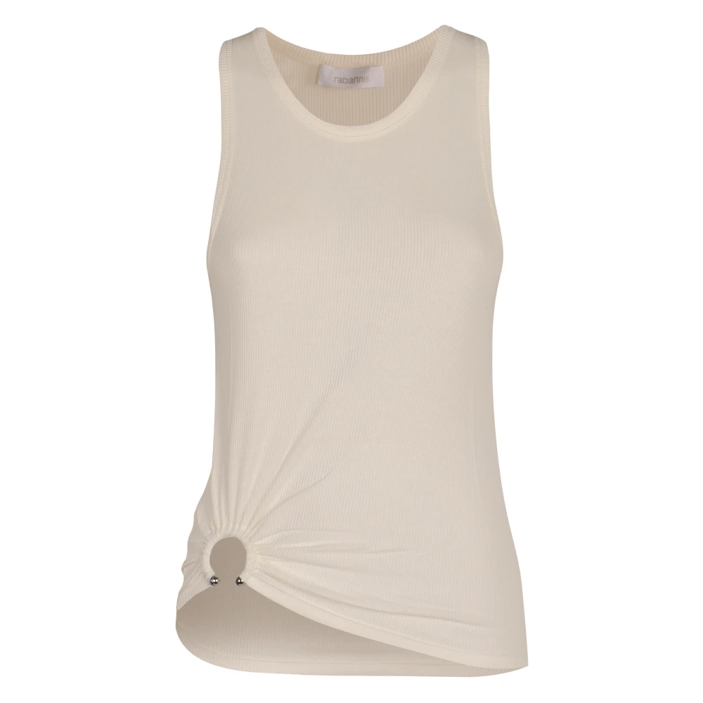 Rabanne Women's Beige Metal Piercing Cotton Tank Top - Sleeveless Tops - Xs - Tops