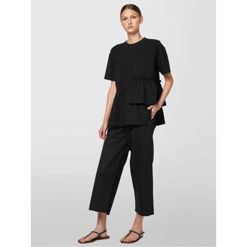 Alpha Studio Giro Ruffle T-Shirt Black Dames