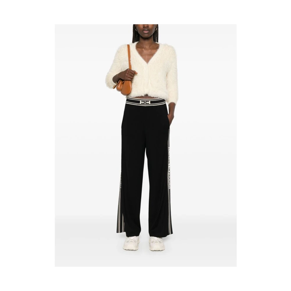 Elisabetta Franchi Zwarte elastische tailleband broek met zakken Black Dames