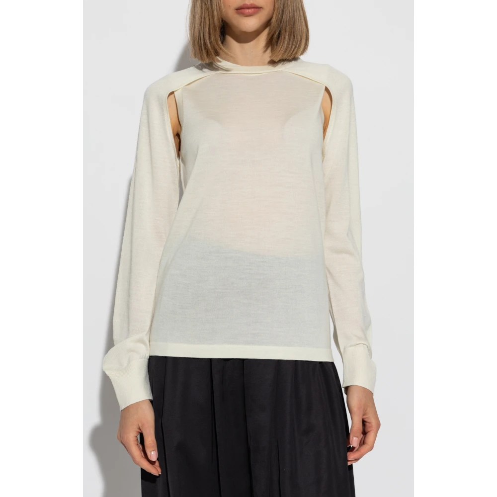 Helmut Lang Top met afneembare lange mouwen Beige Dames