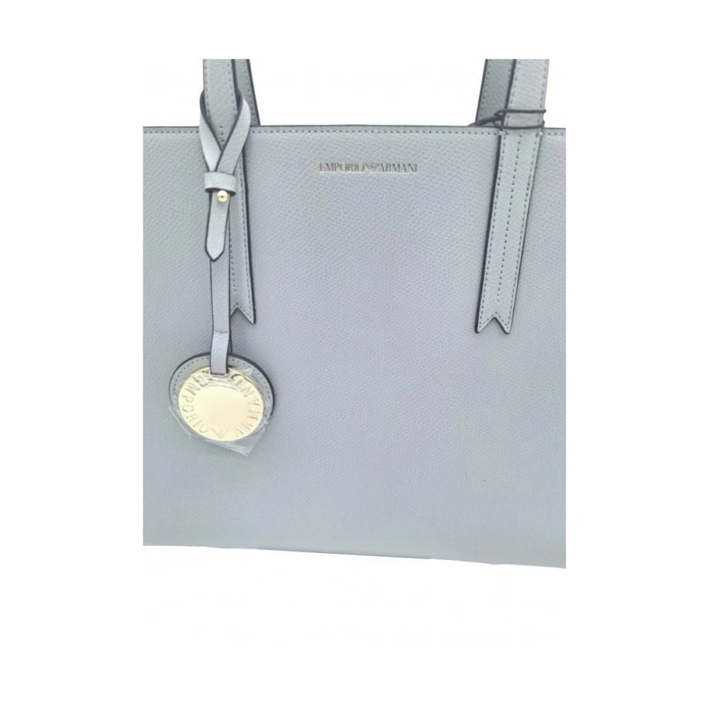 Emporio Armani Leren schoudertas met dubbele handvatten Gray Dames