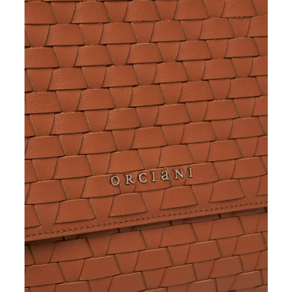 Orciani Bruine Leren Handtas Elegant Ontwerp Brown Dames