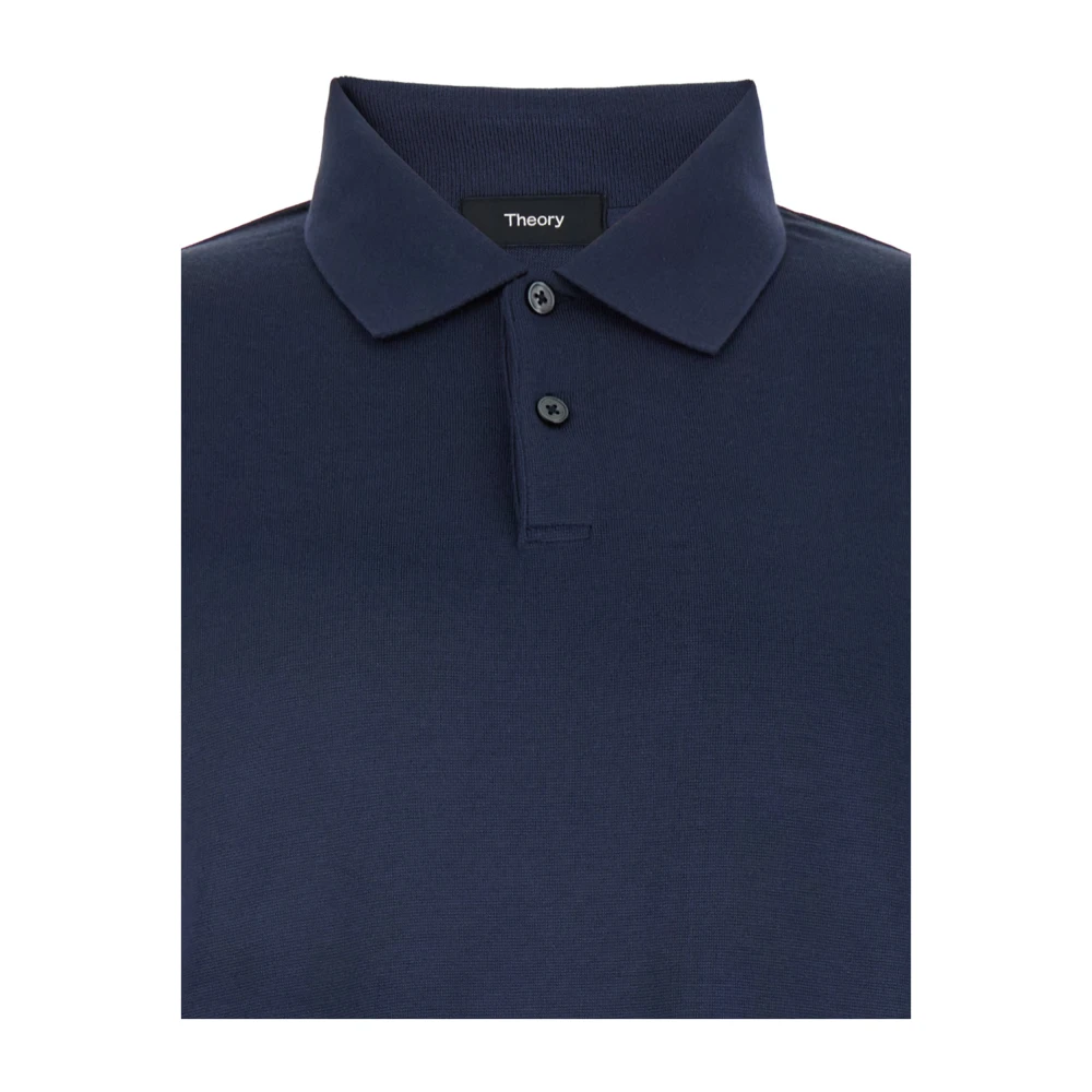Theory Blauw Poloshirt met Klassieke Kraag Blue Heren