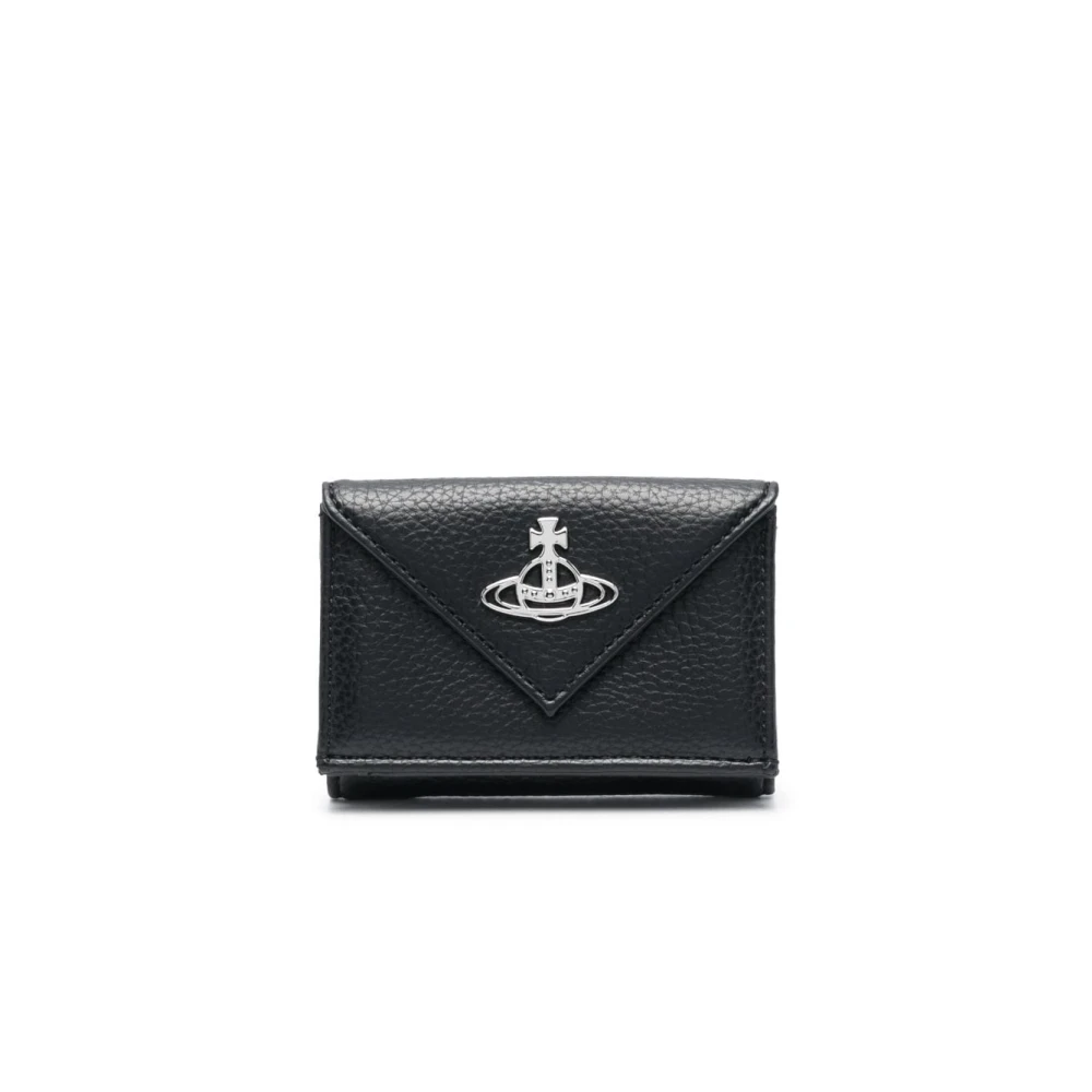Vivienne Westwood Zwarte Tri-Fold Envelop Portemonnee met Handtekening Orb Logo Black Dames