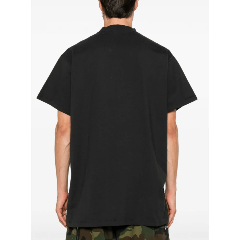 Balenciaga Zwarte Katoenen T-shirt met Logo Print Black Unisex