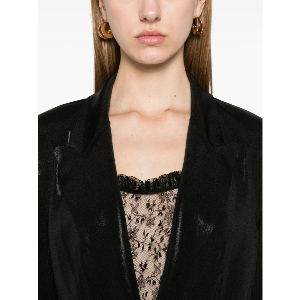 Norma Kamali Zwarte Jassen met Lamé Effect Black Dames