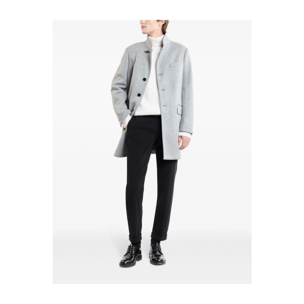 Fay Wollen jas met opstaande kraag Gray Heren