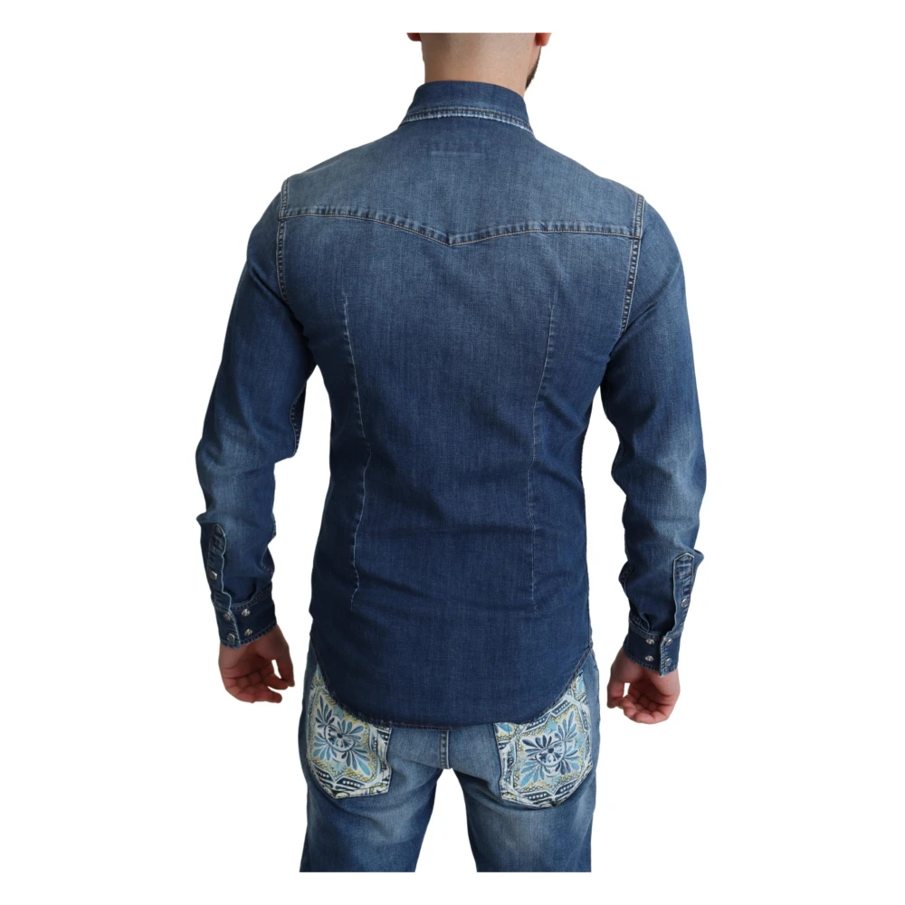 Dolce & Gabbana Elegant Denim Casual Overhemd Blue Heren