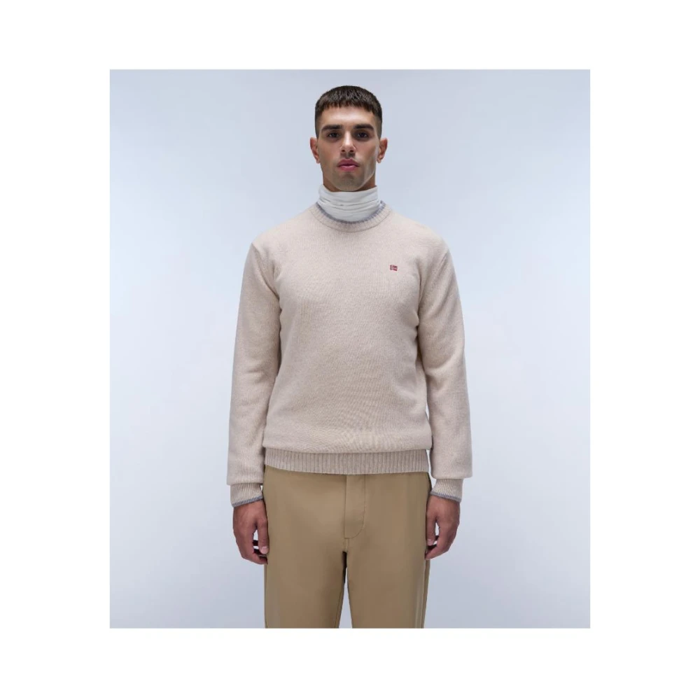 Napapijri Stijlvolle ronde hals gebreide kleding Beige Heren