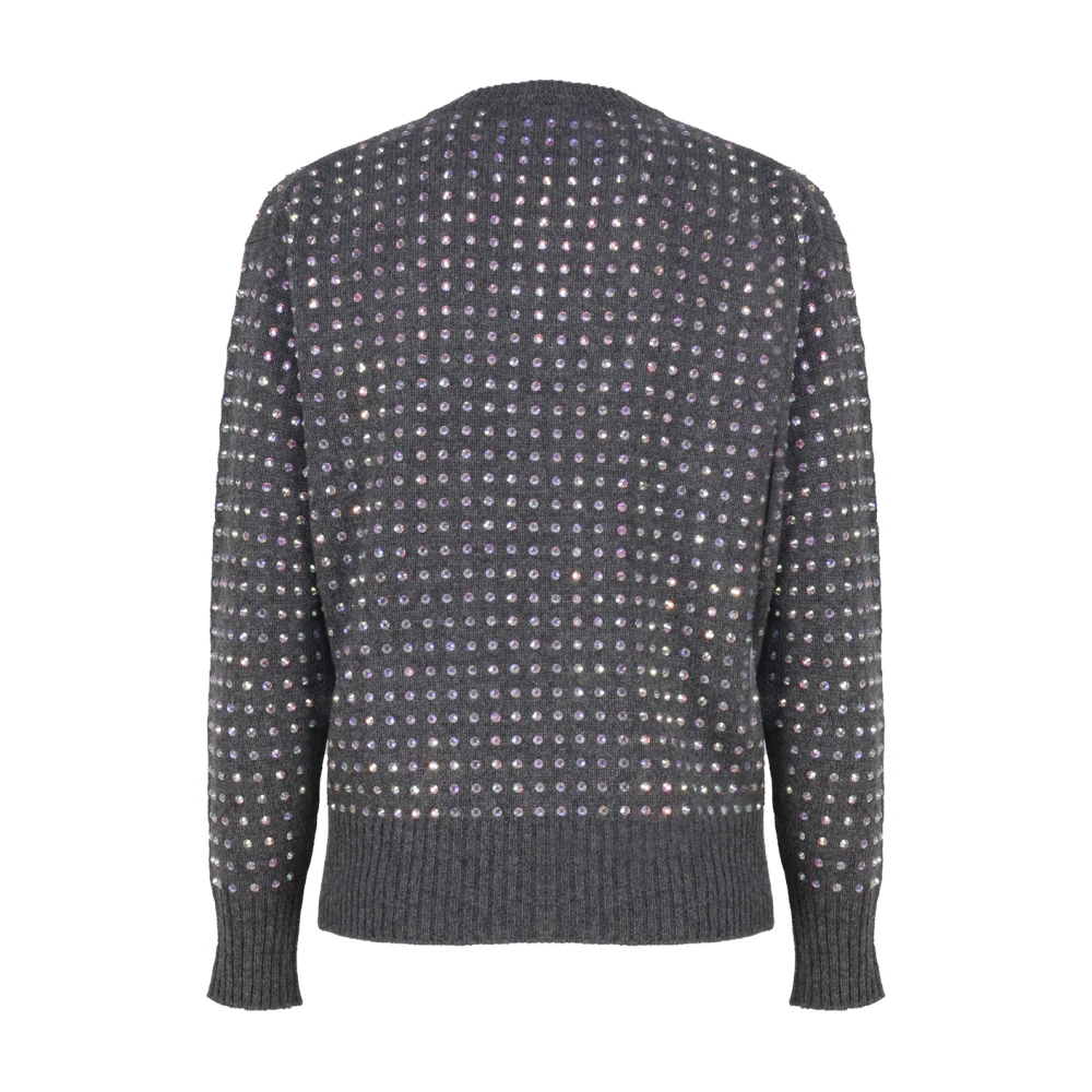 SPORTMAX Rhinestone Embellished Grey Sweater Gray Dames