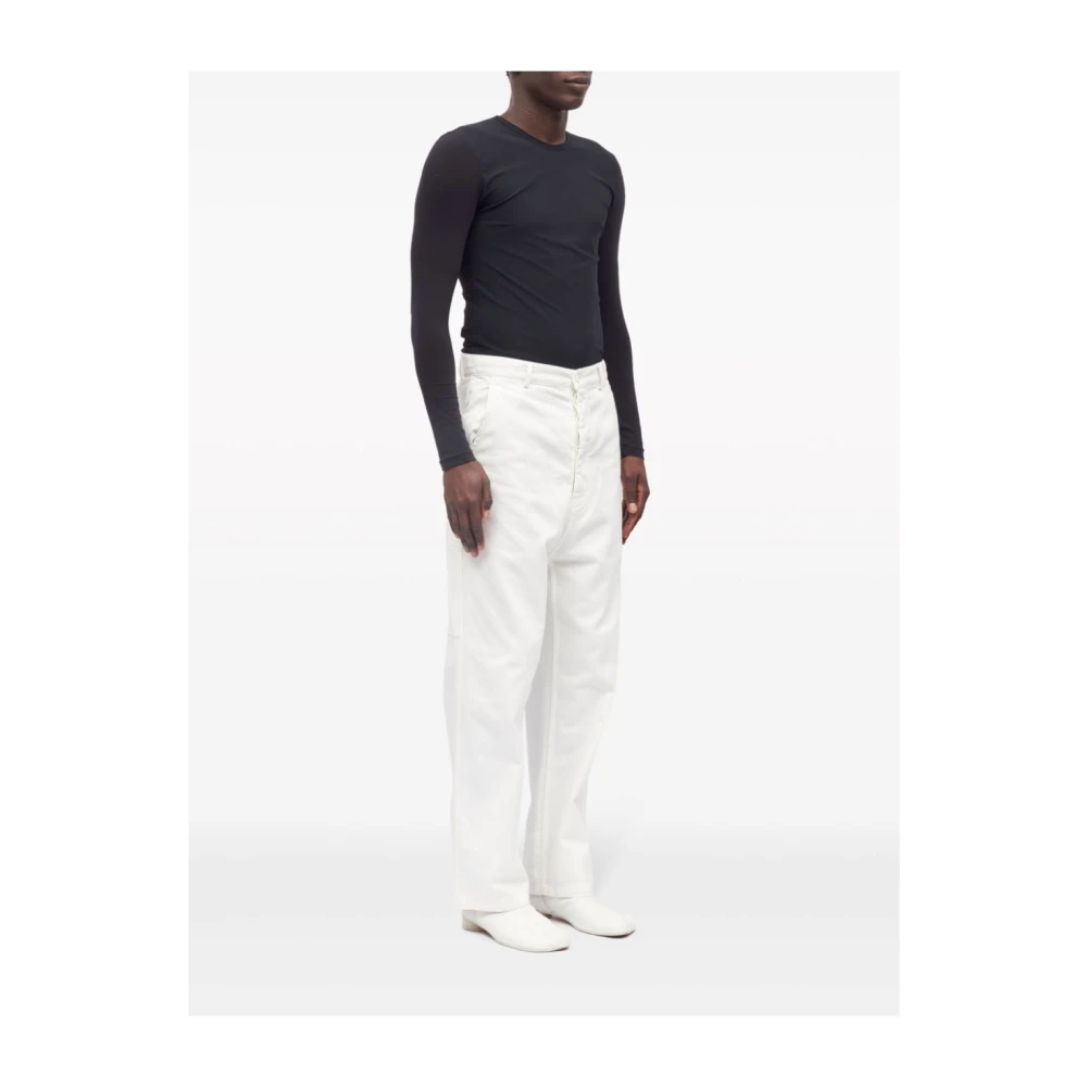 MM6 Maison Margiela Bull Cotton Straight Leg Broek White Heren