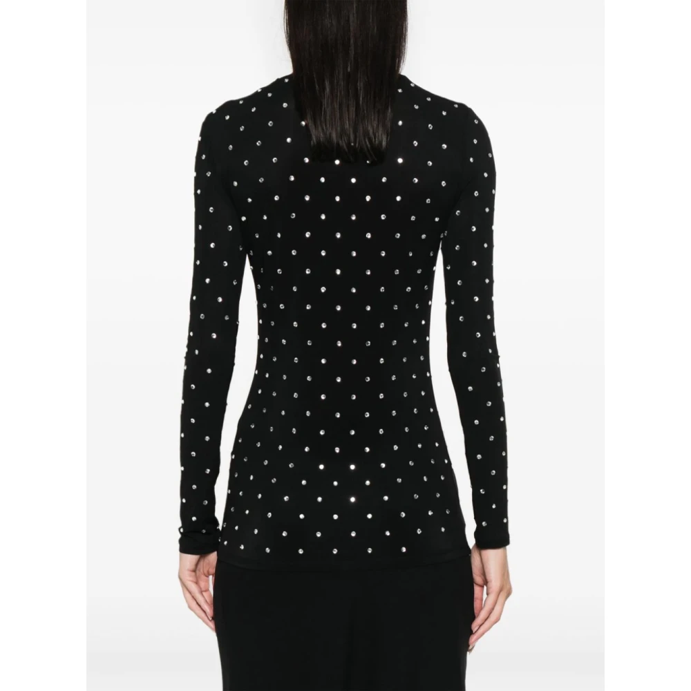 Paco Rabanne Zwarte Top met Kristalversiering Black Dames