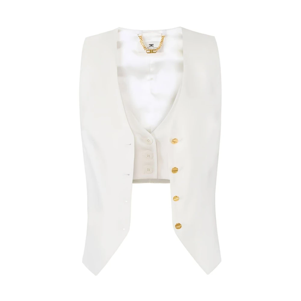 Elisabetta Franchi Women's Beige Waistcoats, S, Jackets Ivory