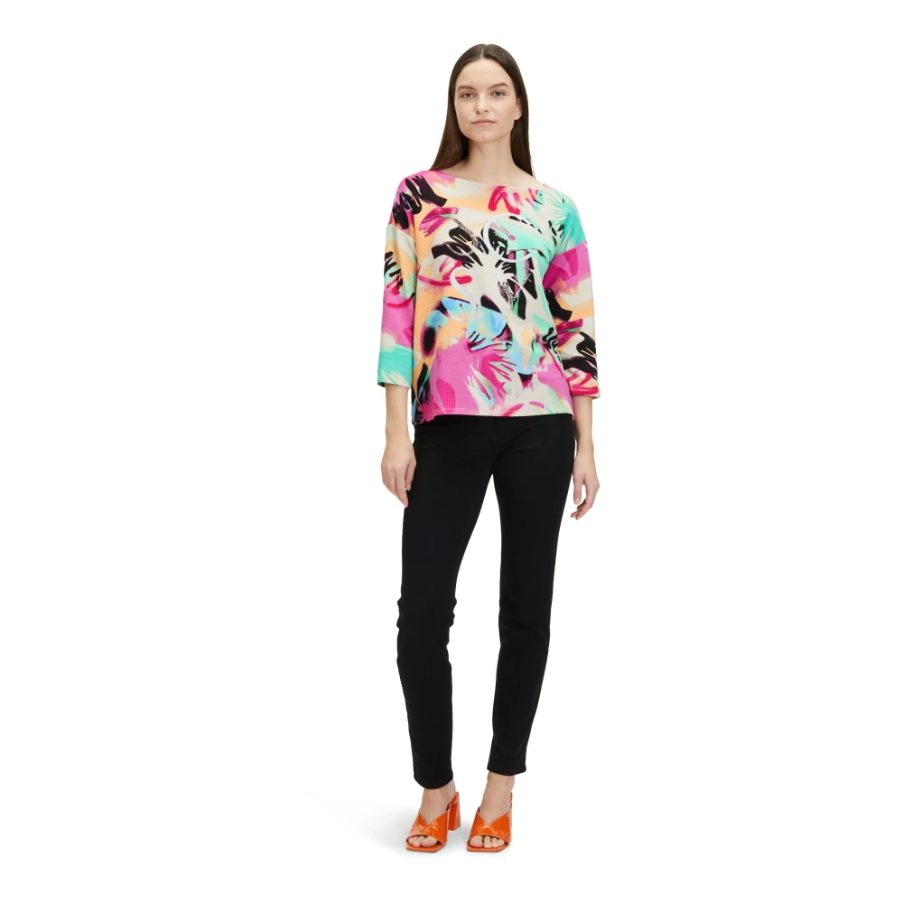 Betty Barclay Geribbeld Sweatshirt met Glitterstenen Multicolor Dames