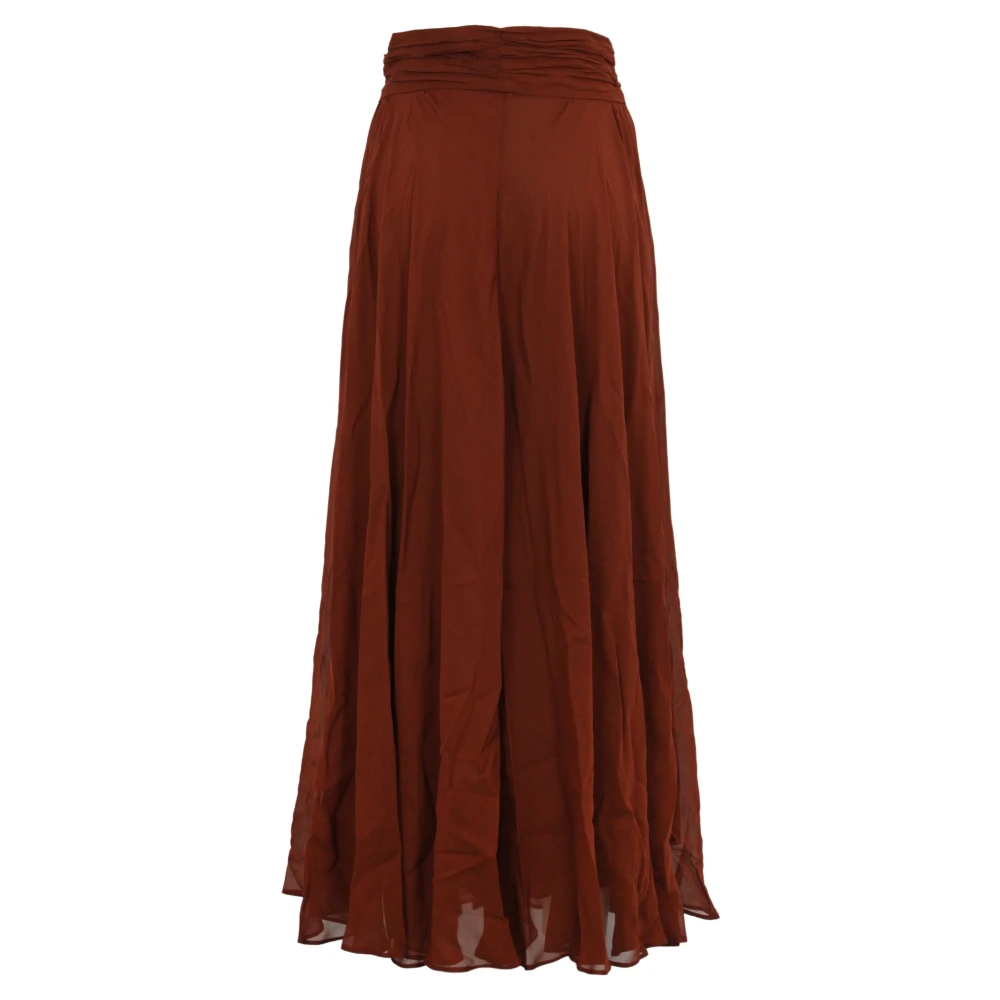 Philosophy di Lorenzo Serafini Georgette Viscose A-lijn Rok met Zakken Brown Dames