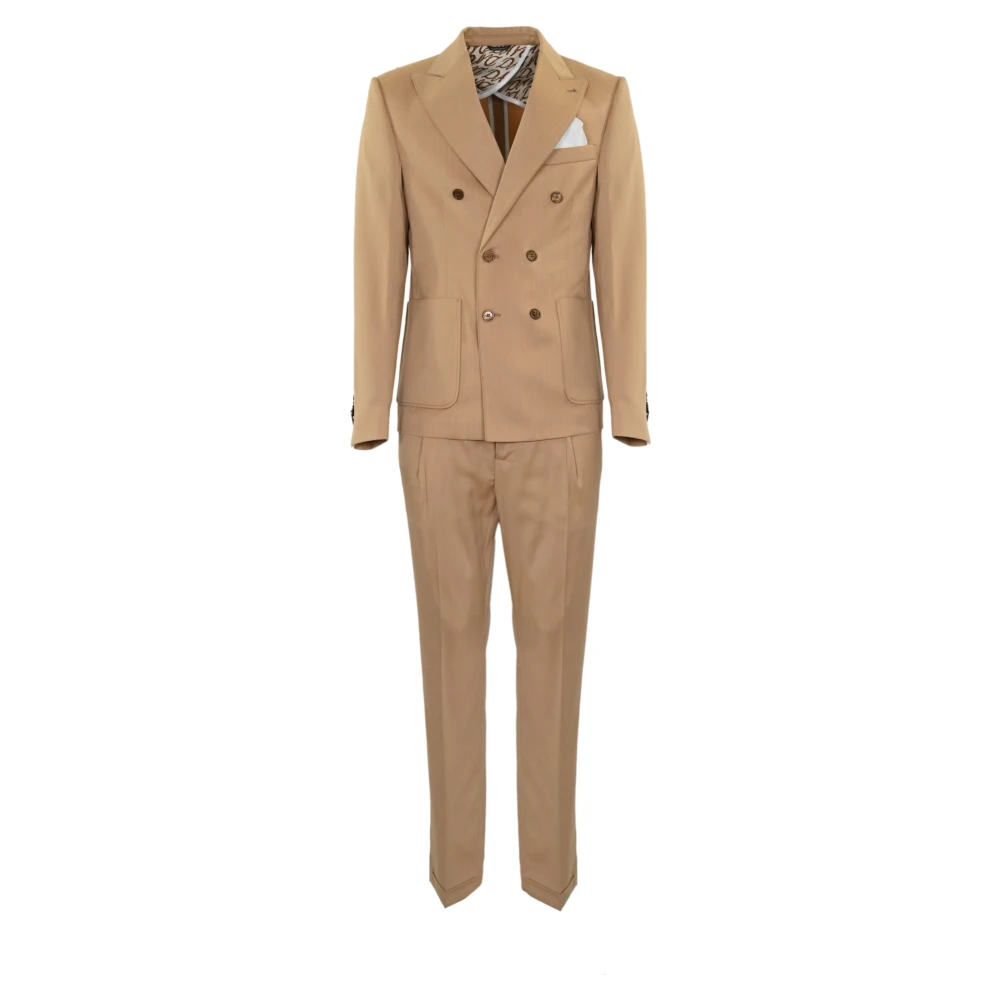 Daniele Alessandrini Single Breasted Suits Brown Heren