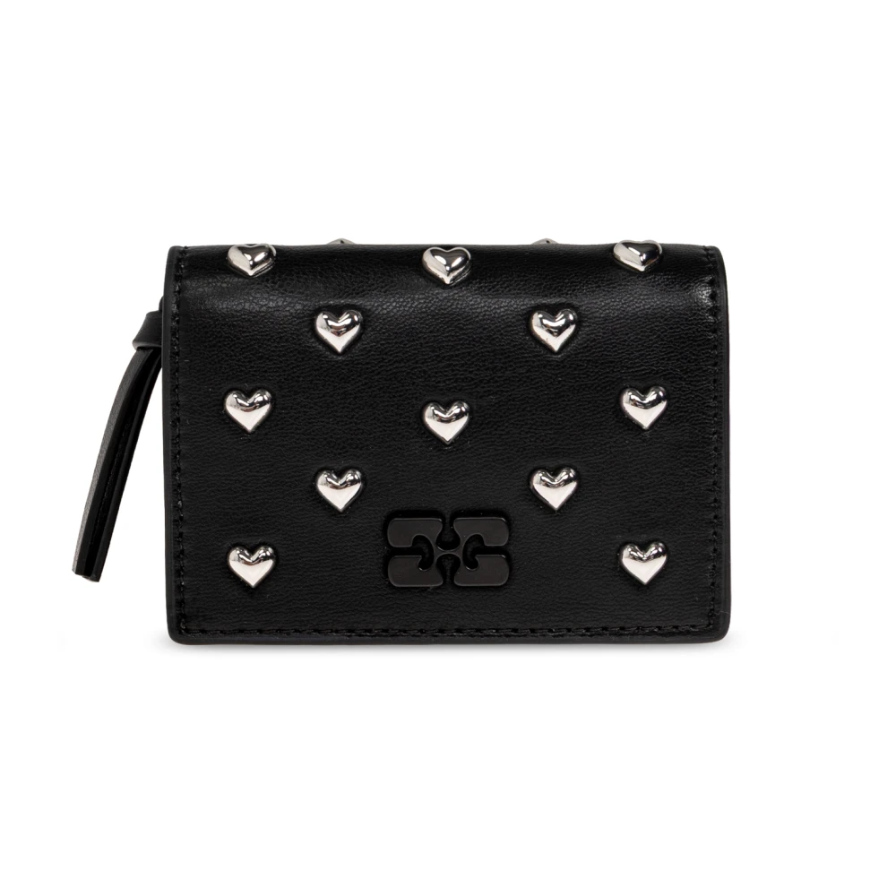 Ganni Bou Heart-Stud Wallet - Female - Wallets & Cardholders - Black - One Size - Accessories