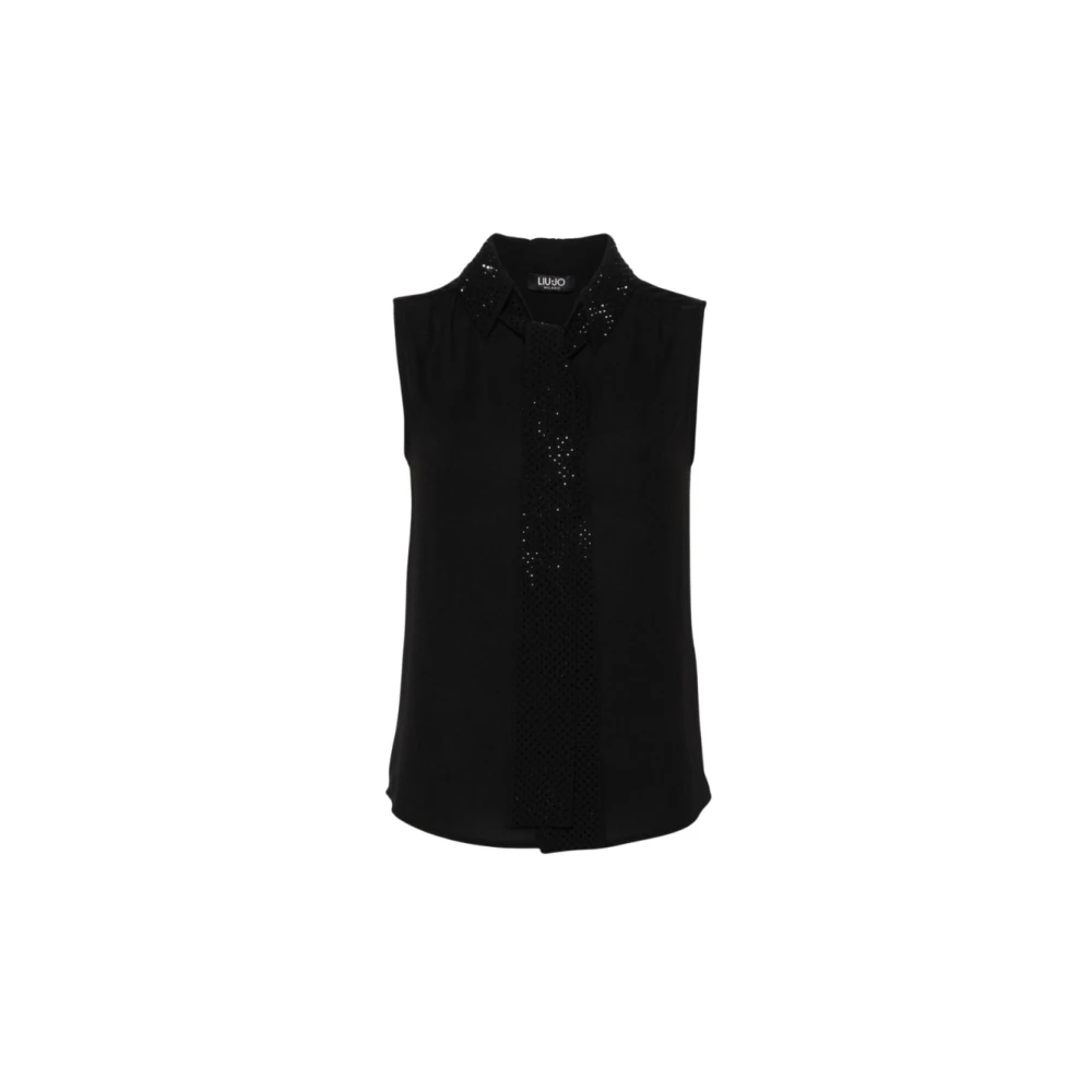 Liu Jo Vrouw Zwart Tops Dames, L, Polyester, Elegante Georgette Tanktop Met Sjaal