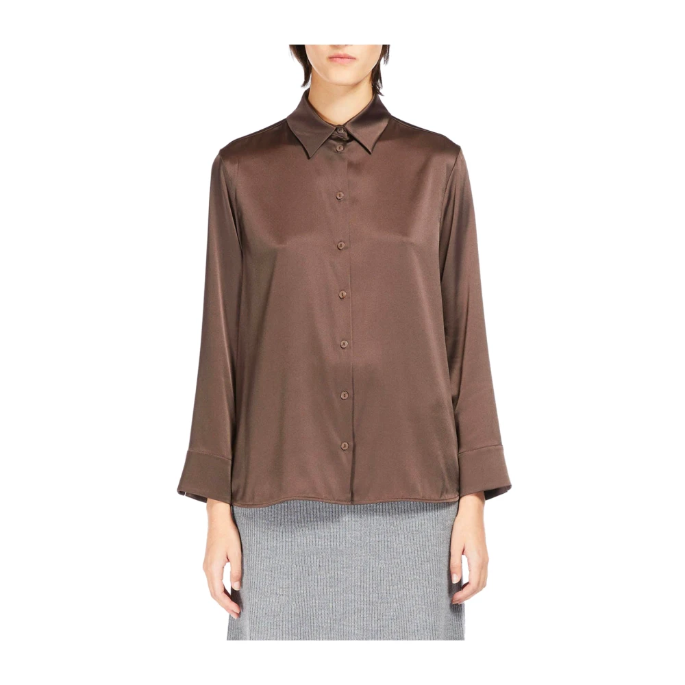 Max Mara Zijden Stretch Shirt Elegante Stijl Brown Dames