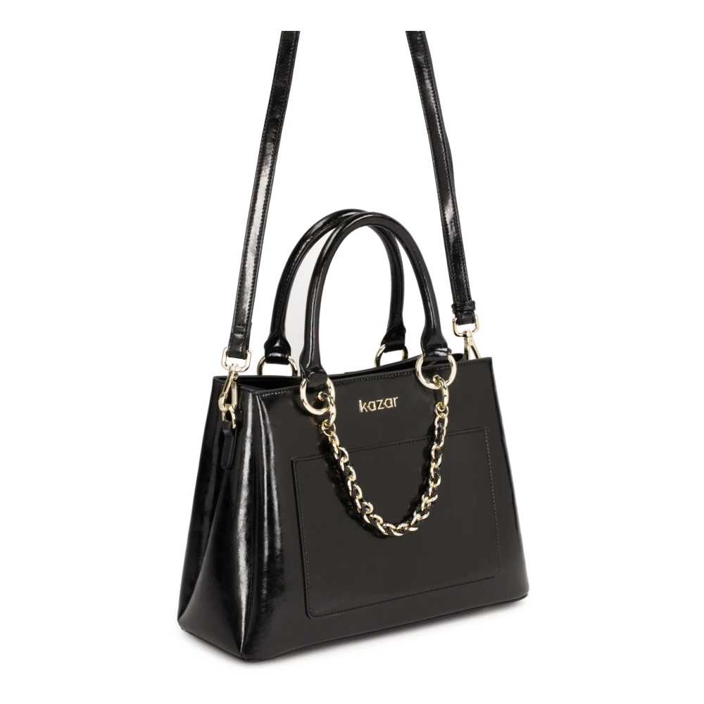 Kazar Zwarte handtas met handvatten versierd met ketting Black Dames