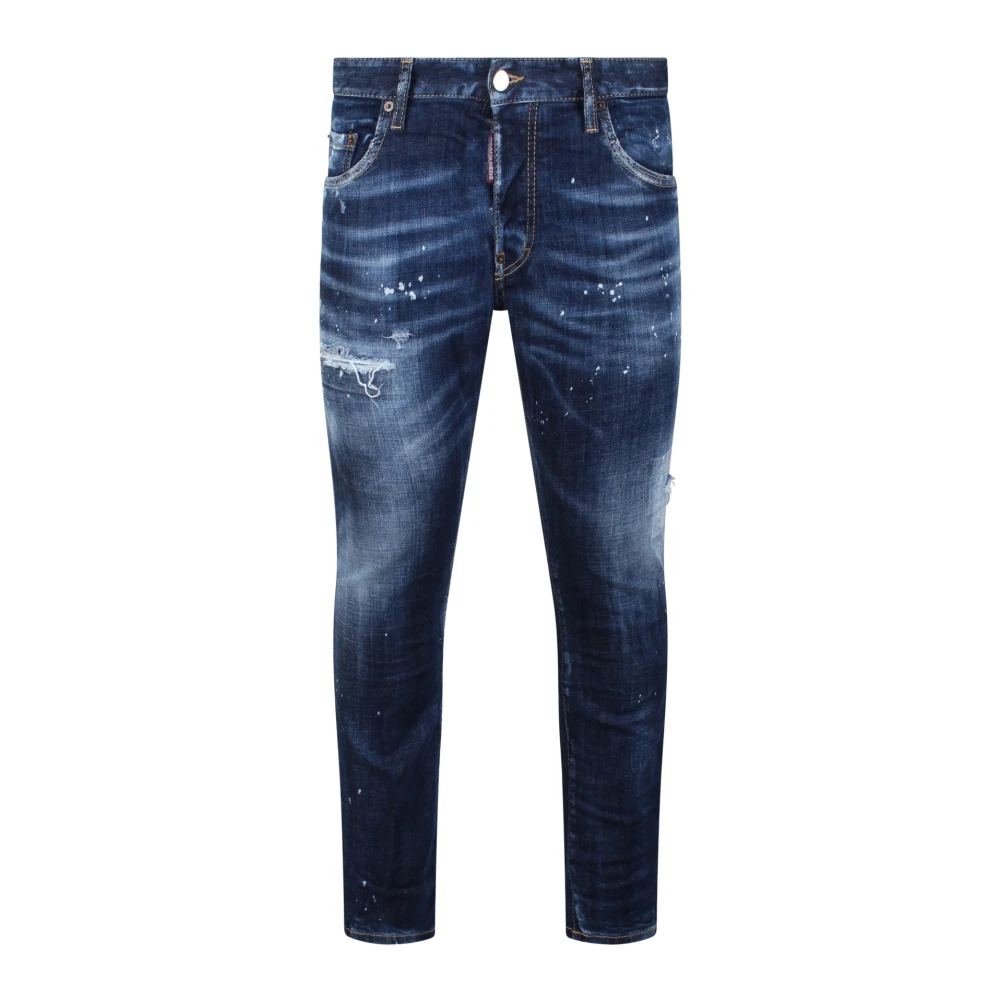 Dsquared2 Vintage Skater Jeans met Ripped Detail Blue Heren