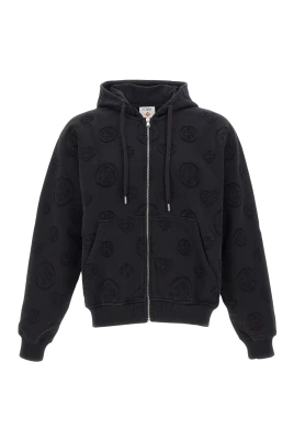 Applique Monogram Zip‑Up Huvtröja