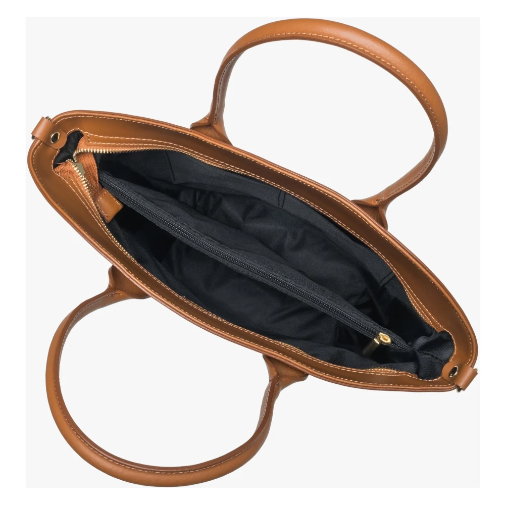 Estro Dames Bruine Premium Italiaans Leren Shopper Tas Brown Dames