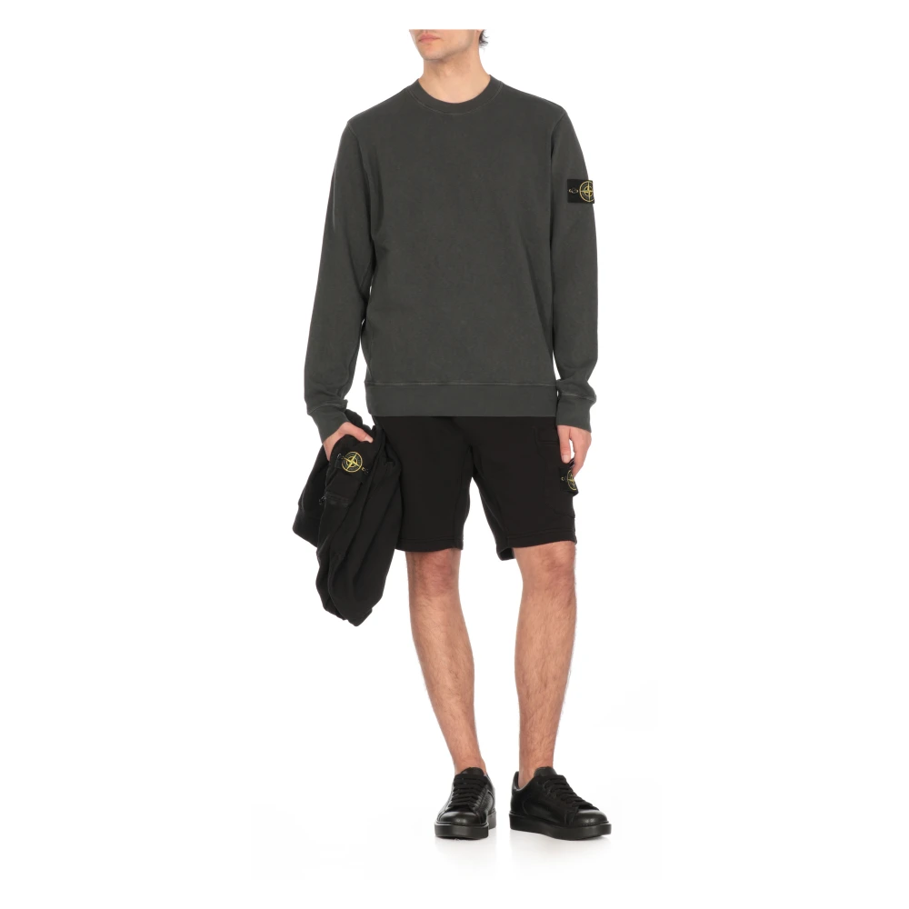 Stone Island Donkergrijze Katoenen Sweatshirt Ronde Hals Gray Heren