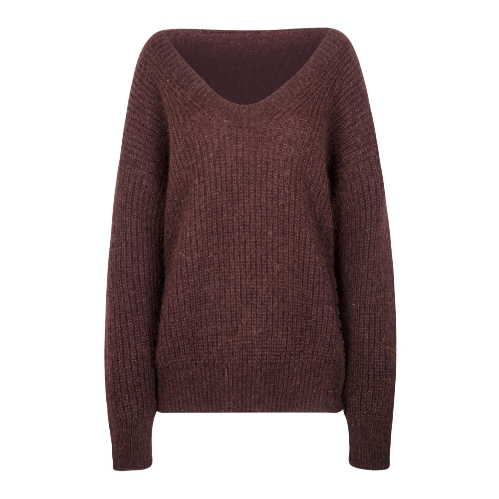 Jucca Alpaca en Mohair V-hals trui Purple Dames
