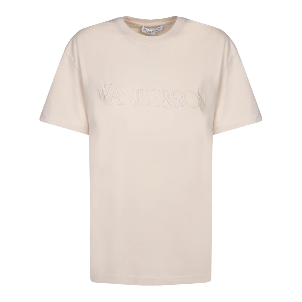 JW Anderson Katoenen T-shirt met ronde hals en logo Beige Dames