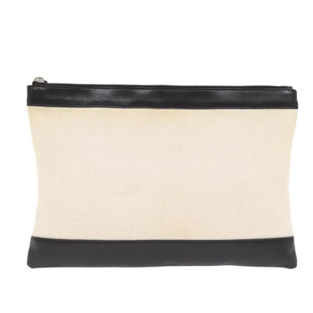 Balenciaga Vintage Pre-owned Canvas clutches Beige Dames