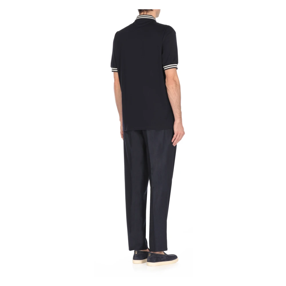 BRUNELLO CUCINELLI Blauw Katoenen Poloshirt met Logo Blue Heren
