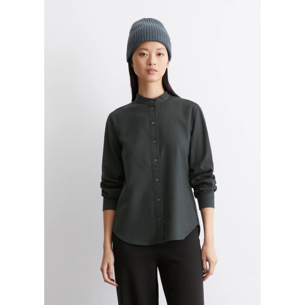 Marc O'Polo Relaxte flanellen blouse met lange mouwen Green Dames