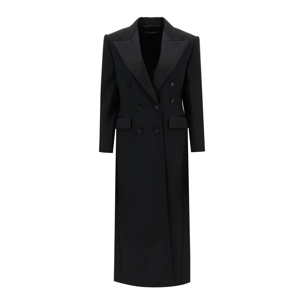 Dolce & Gabbana Double-Breasted Wol Tuxedo Jas Black Dames