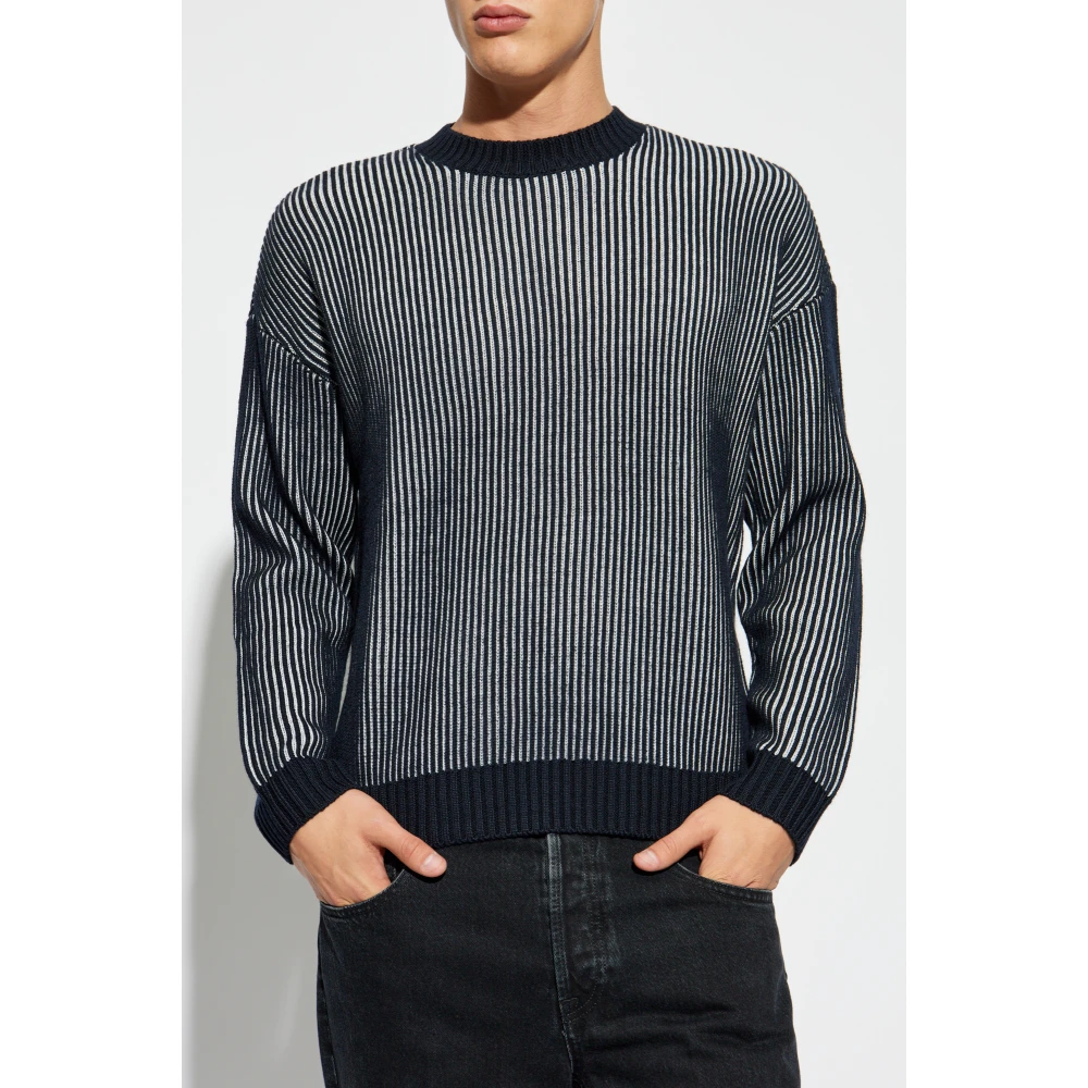 Emporio Armani Blauwe Trui met Gezellige Textuur Multicolor Heren