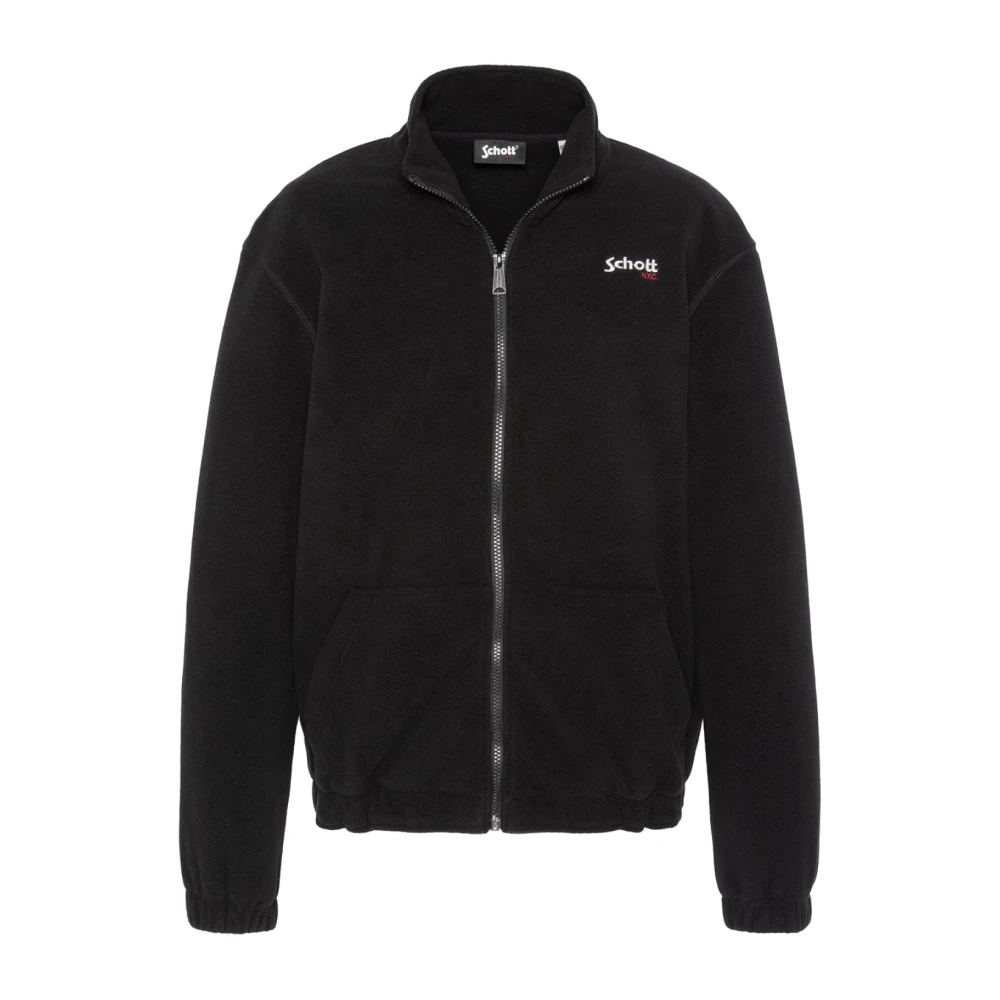 Schott NYC Zwarte Geborduurde Logo Ritsvest Black Heren