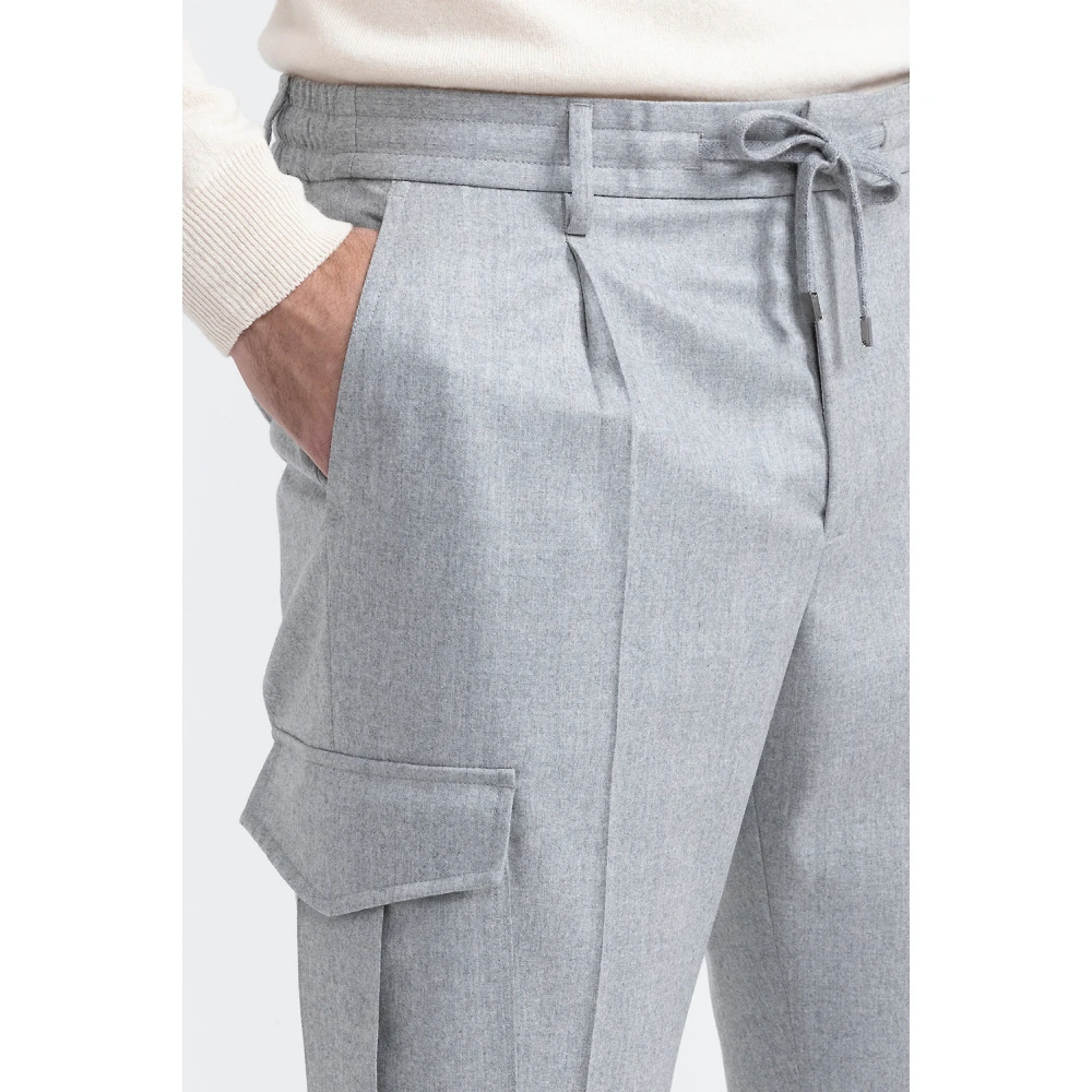 PESERICO Puur wollen broek met zakken Gray Heren