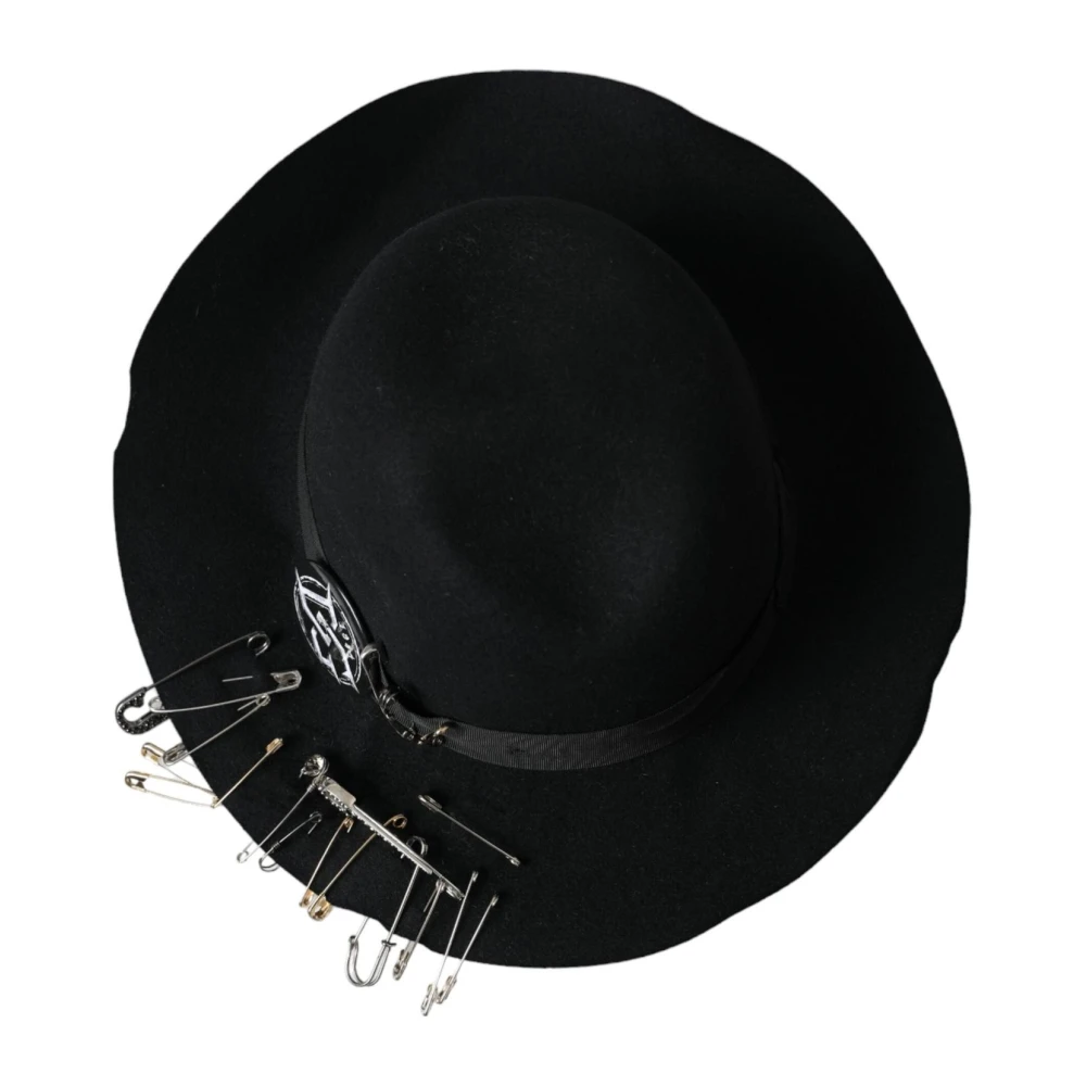 Dolce & Gabbana Zwarte Fedora Hoed Brede Rand Wol Black Heren