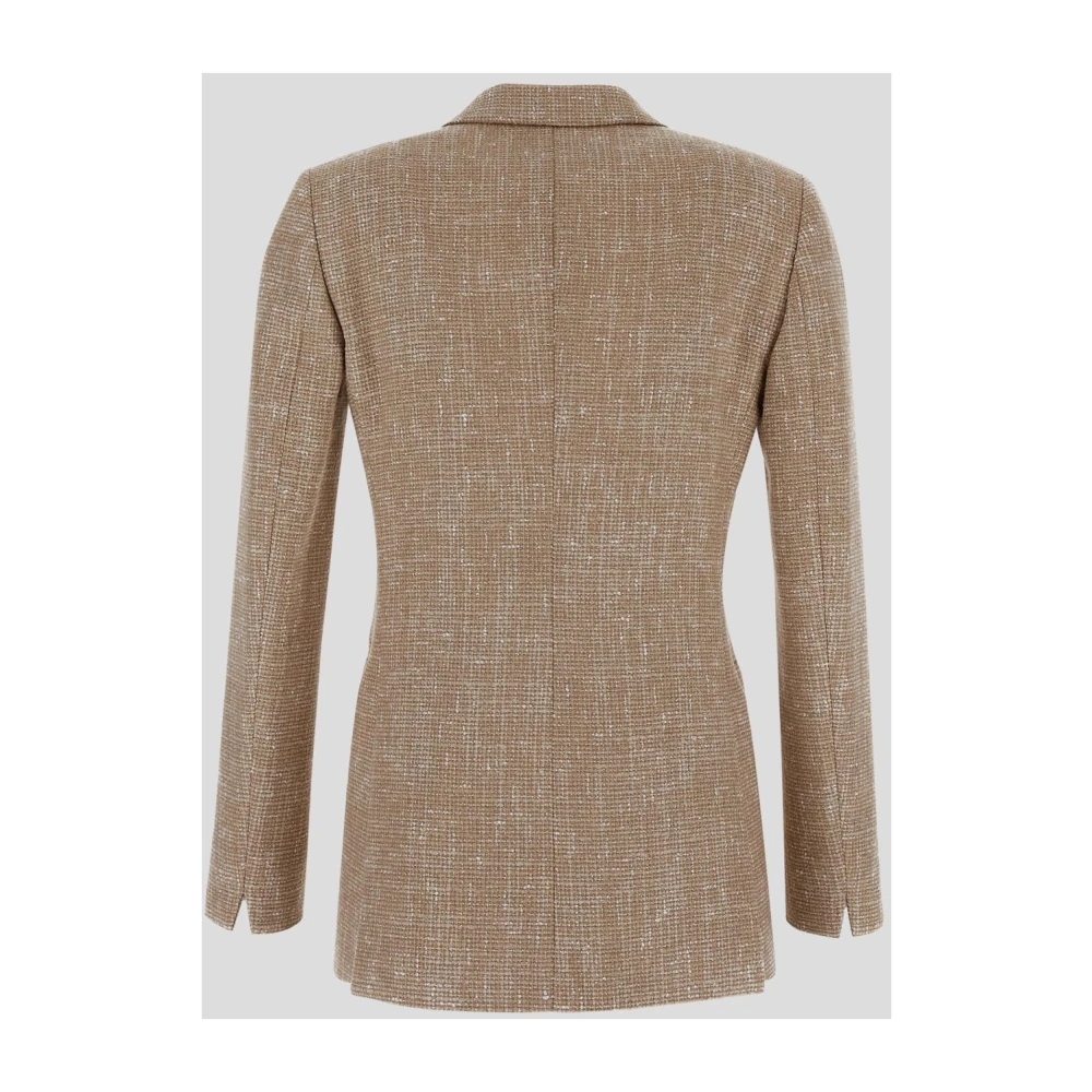 Lardini Dubbelrijige wollen en nylon jas Beige Dames