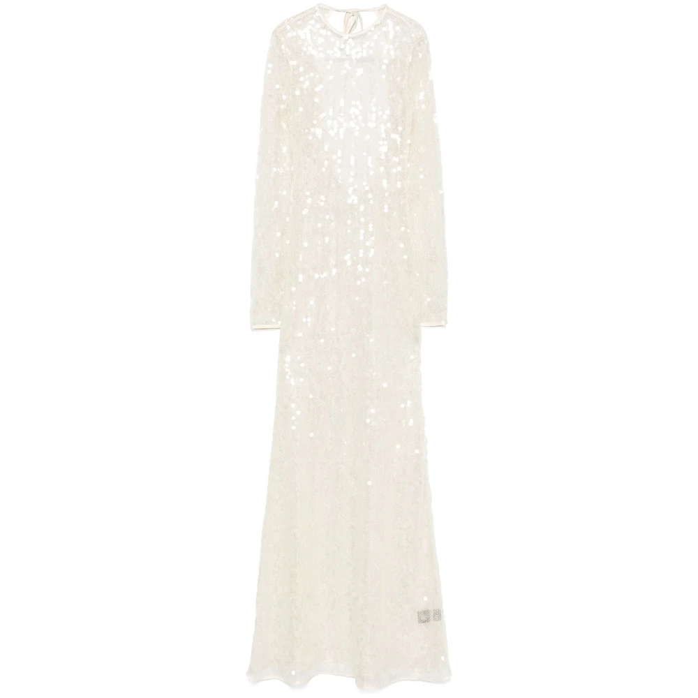 David Koma Mesh Design Open Rug Jurk Beige Dames