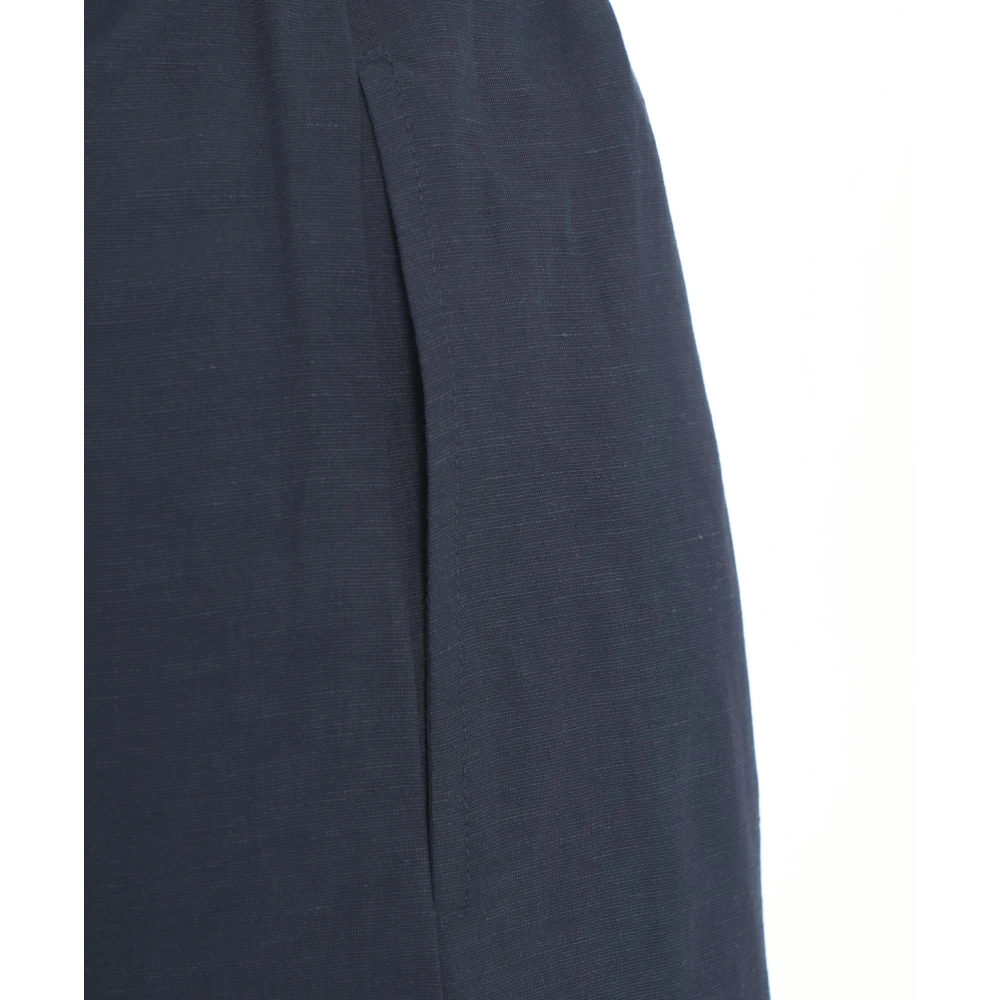 8pm Blauwe Linnen Hoge Taille Shorts Blue Dames