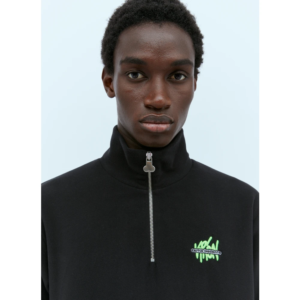 Carne Bollente Gezellig Fleece Quarter-Zip Sweatshirt Black Heren