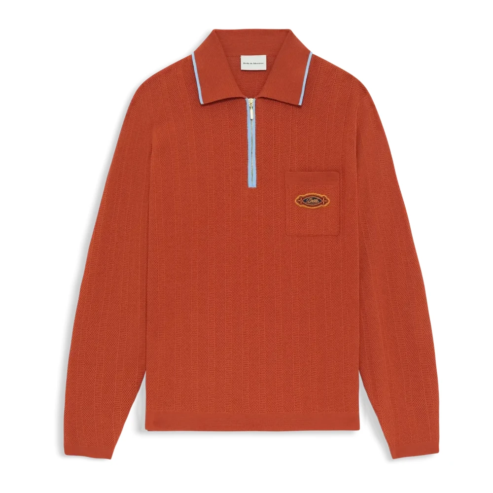 Drole De Monsieur Men's Orange Polo Maille Drôle Patch